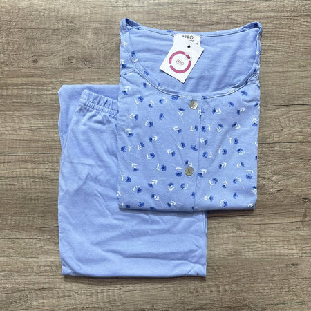 Zero Pigiamore Pigiama Cotone Leggero da Donna Aperto Avanti 413814 S42 - Passarelli Biancheria