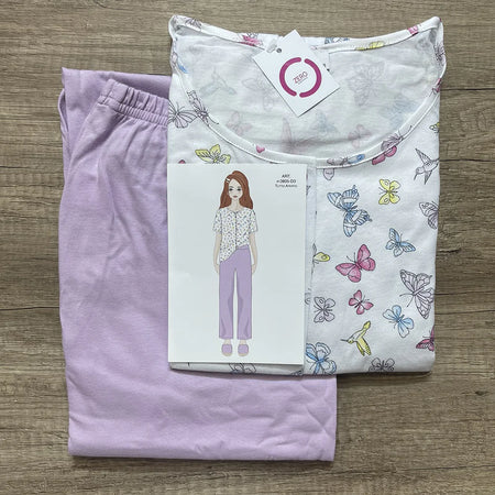 Zero Pigiamore Pigiama da Donna Maniche Corte Aperto e Pantalone Lungo 413805 S40