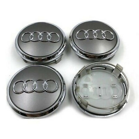 Set Tappi copri mozzo Cerchi in Lega Coprimozzo 61mm Compatibili Audi  Grigio A3 A1 A4 A5 A6 Q5 Q7