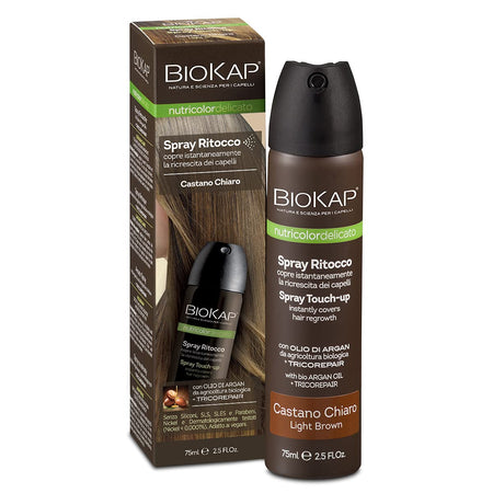 BIOKAP Nutricolor Delicato Spray Ritocco, Spray capelli Castano Chiaro, Ritocco per la ricrescita capelli, Leggero e non macchia, Trattamento capelli con effetto naturale e omogeneo, 75 ml - Naturopatica shop & therapy