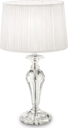 Abat-jour-classica-Ideal-Lux-KATE-2-TL1-ROUND-122885-E27-LED-cristallo-tessuto-lampada-tavolo
