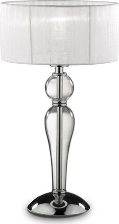 Abat-jour-moderna-Ideal-Lux-DUCHESSA-TL1-SMALL-E27-LED-vetro-tessuto-lampada-tavolo