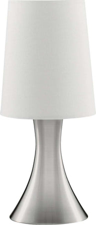 Abatjour-Contemporaneo-Tocco-Acciaio-Argento-Tessuto-Bianco-1-Luce-E14