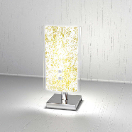 Abatjour-Moderno-Tray-Metallo-Bianco-Vetro-Foglia-Oro-1-Luce-G9