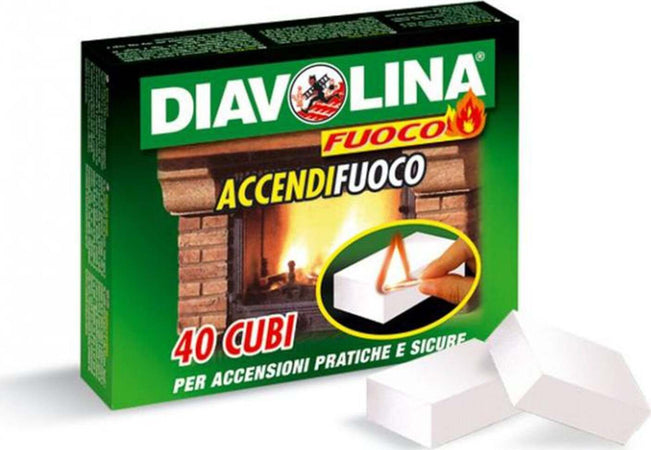 Accendi fuoco per stufe e barbecue diavolina con Kerosene confezioni da 40 cubetti Fai da te/Caminetti e accessori/Combustibili/Legna La Zappa - Altamura, Commerciovirtuoso.it