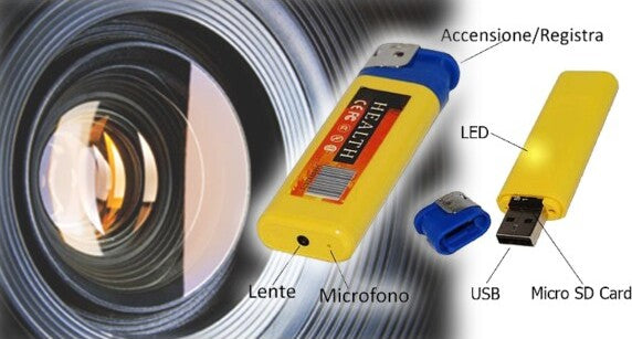 Accendino Mini Micro Telecamera Nascosta Video Camera Spia Spy Usb Audio Foto Fai da te/Sicurezza e protezione/Sistemi di sicurezza domestica/Kit video per la sicurezza domestica/Videocamere di sorveglianza/Microcamere spia Trade Shop italia - Napoli, Commerciovirtuoso.it