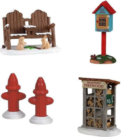 Accessori per villaggio di Natale con idranti, panchine, casella postale e bancarella, set da 4 pezzi Casa e cucina/Decorazioni per interni/Addobbi e decorazioni per ricorrenze/Decorazioni natalizie/Oggettistica MagiediNatale.it - Altamura, Commerciovirtuoso.it