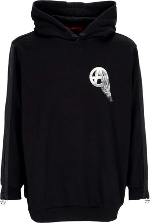 ACUPUNCTURE-Felpa-Leggera-Cappuccio-Uomo-Skulled-Logo-Hoodie-Black-da-uomo