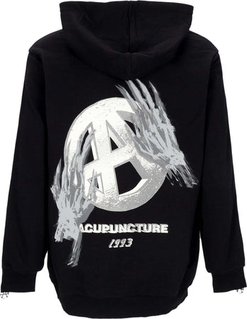 ACUPUNCTURE-Felpa-Leggera-Cappuccio-Uomo-Skulled-Logo-Hoodie-Black-da-uomo