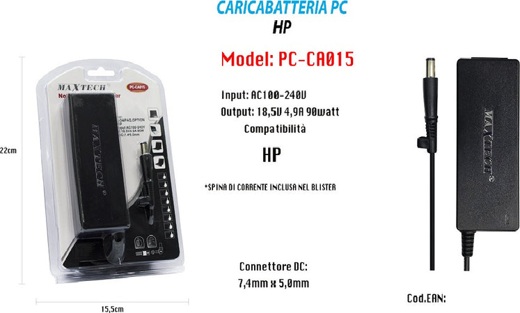 Adattatore Alimentazione Caricabatteria Per Pc Hp Compaq Option Maxtech Pc-ca015 Elettronica/Informatica/Accessori/Accessori per PC portatili/Caricabatterie e docking station/Caricatori e alimentatori Trade Shop italia - Napoli, Commerciovirtuoso.it