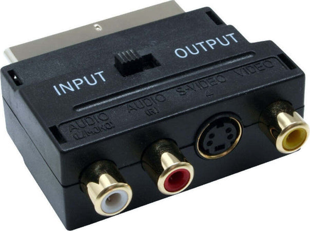 Adattatore-Convertitore-Da-Presa-A-Scart-S-Video-Vhs-A-Rca-Con-Selettore-In-Out