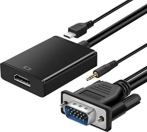 Adattatore Convertitore da VGA Maschio a HDMI Femmina con Adattatore Audio 1080P per PC Laptop a proiettore HDTV