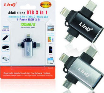 Adattatore Otg Da Usb-c Micro-usb Lightning Verso Usb 3.0 Femmina 3 In 1 Otqu930 Elettronica/Cellulari e accessori/Accessori/Cavi e adattatori/Cavi Lightning Trade Shop italia - Napoli, Commerciovirtuoso.it