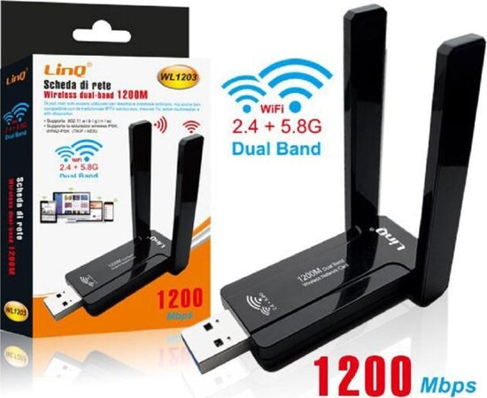 Adattatore-Scheda-Di-Rete-Wireless-Wifi-Usb-Dual-Band-2.4-+-5.8g-1200mbps-Wl1203