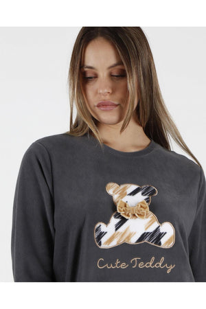 Admas Pigiama da Donna in Pile Cute Teddy 56222 S28 - Passarelli Biancheria