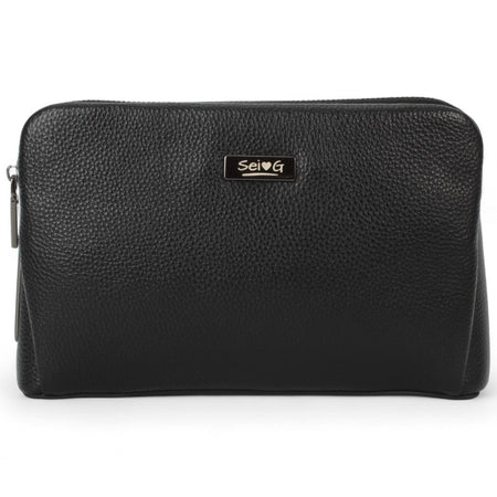 Sei G pochette nera da uomo con lucchetto ID