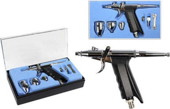 Aerografo-In-Acciaio-Ugello-0.3-Mm-Professionale-Con-Accessori-Nail-E-Body-Art