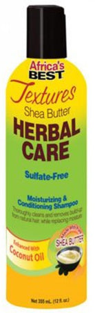 Africa’s Best Textures Shea Butter Herbal Care Sulfate Free Shampoo 335 Ml Shampoo Capelli Pulizia Profonda Con Oli Naturali Avocado E Argan
