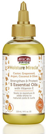 African Pride Moisture Miracle 5 Essential Oils 118 Ml Olio per Capelli Nutriente E Rigenerante
