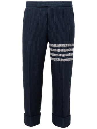 Thom Browne Pantalone in Tweed blu da uomo
