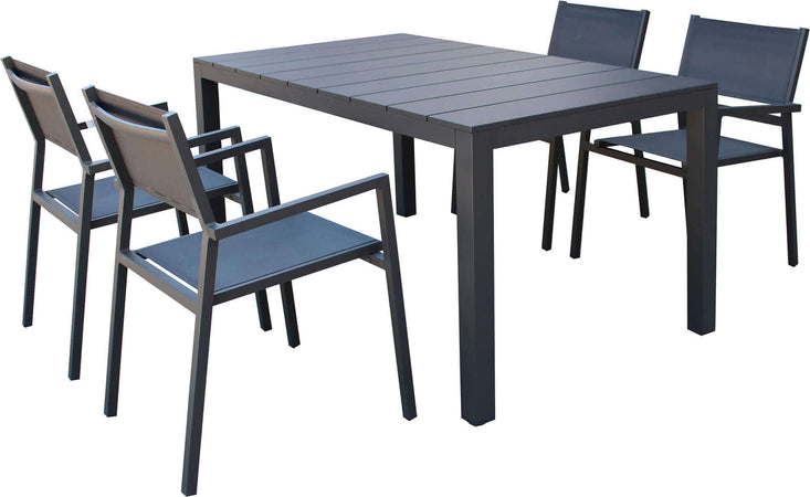 ALASKA---set-tavolo-in-alluminio-cm-148/214-x-85-x-75,5-h-con-4-sedute-Antracite-Milani-Home