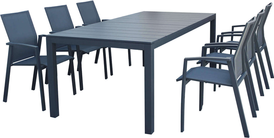 ALASKA---set-tavolo-in-alluminio-cm-214/280-x-100-x-75,5-h-con-6-sedute-Antracite-Milani-Home