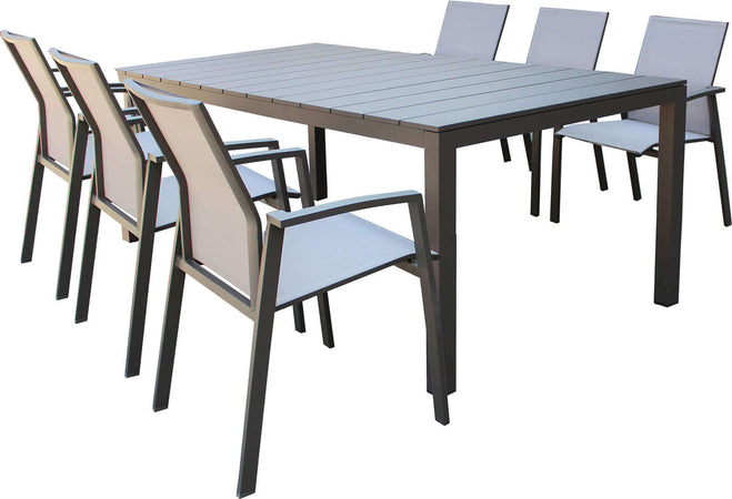ALASKA---set-tavolo-in-alluminio-cm-214/280-x-100-x-75,5-h-con-6-sedute-Taupe-Milani-Home