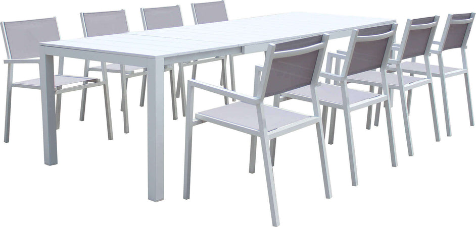 ALASKA---set-tavolo-in-alluminio-cm-214/280-x-85-x-75,5-h-con-8-sedute-Bianco-Milani-Home