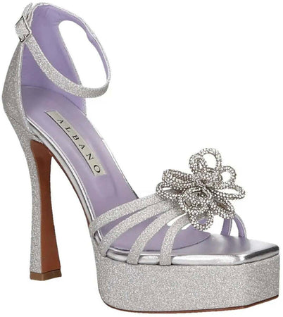 Albano Sandalo Donna Elegante Con Fiore in Strass Nuova Collezione Tacco 12 Cm