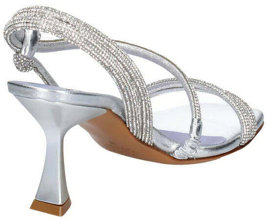 Albano Sandalo Elegante Donna Con Strass Argento Nuova Collezione Tacco 7,5 Cm