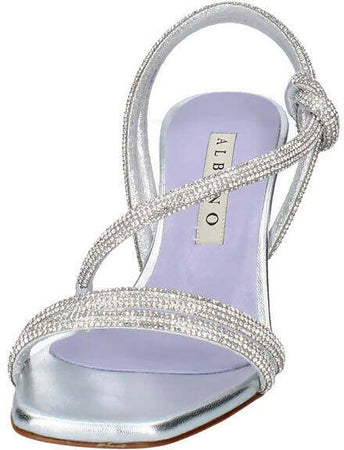 Albano Sandalo Elegante Donna Con Strass Argento Nuova Collezione Tacco 7,5 Cm