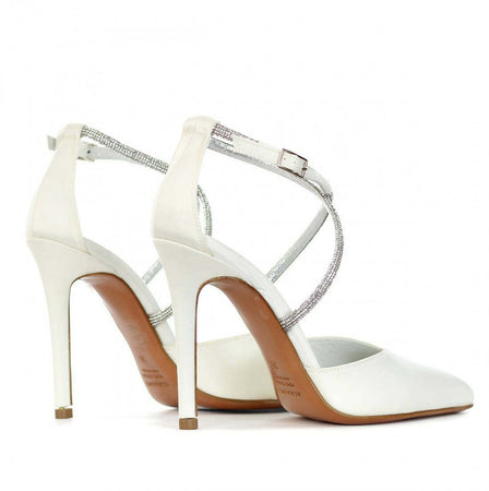 Albano Scarpe Donna Da Sposa Decollete' in Pelle Bianche Tacco 10 Cm Nuova Collezione