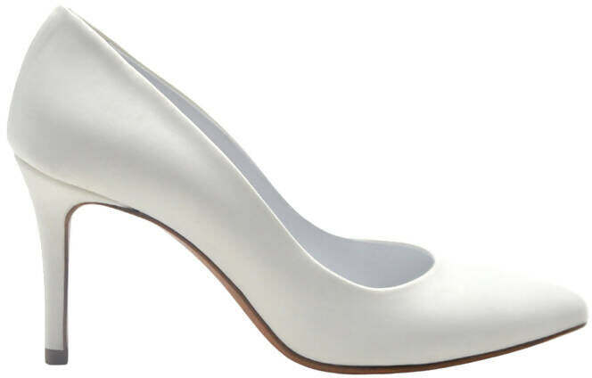 Albano Scarpe Donna Da Sposa Decollete' in Raso Bianco Con Tacco 8 Cm Nuova Collezione