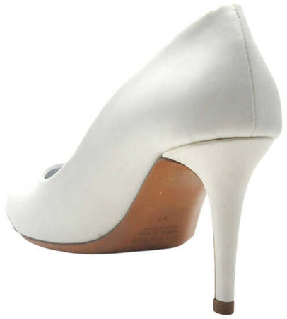 Albano Scarpe Donna Da Sposa Decollete' in Raso Bianco Con Tacco 8 Cm Nuova Collezione