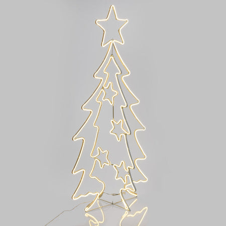 Albero Natale 2D/3D bifacciale, con stelline, 960 Led bianco caldo h 145 cm