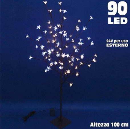 Albero-Di-Natale-Luminoso-Ciliegio-Per-Esterno-90-Led-100-Cm-Bianco-Freddo-Caldo