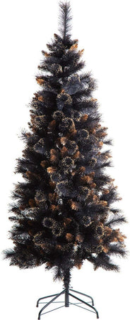 Albero di Natale Slim Nero con punte Glitter Oro in PP Effetto aghi di Pino h 180 cm Casa e cucina/Decorazioni per interni/Addobbi e decorazioni per ricorrenze/Decorazioni natalizie/Alberi di natale artificiali MagiediNatale.it - Altamura, Commerciovirtuoso.it