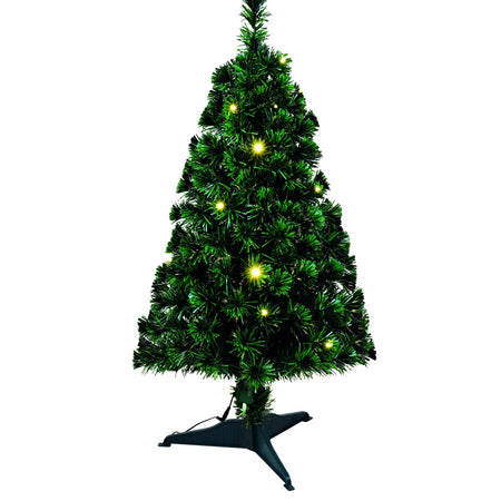 Albero di Natale in PVC con fibre ottiche e led a luce calda "flashing" puntale a stella