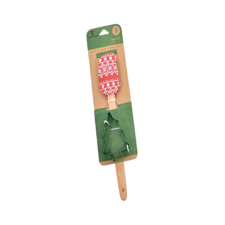 Set spatola in silicone con manico in legno e formina per biscotti