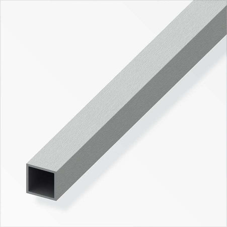 ALFER---1mt---TUBO-QUADRATO-IN-ALLUMINIO-ANODIZZATO-10x10x1,0MM---EFFETTO-ACCIAIO-INOX-SPAZZOLATO