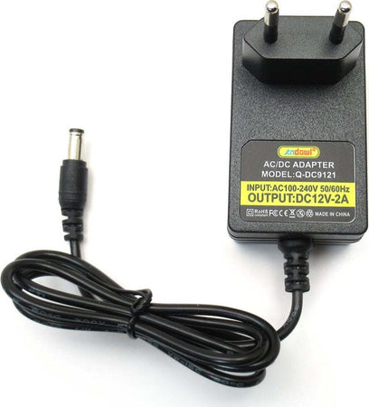 Alimentatore 12V 2A per Telecamere Strisce LED Modem 12V Input AC 100-240V 50/60Hz spine EU Spinotto 5,5x2,1mm