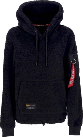 ALPHA-INDUSTRIES-Felpa-Cappuccio-Donna-Teddy-Hoodie-Wmn-Black-da-donna