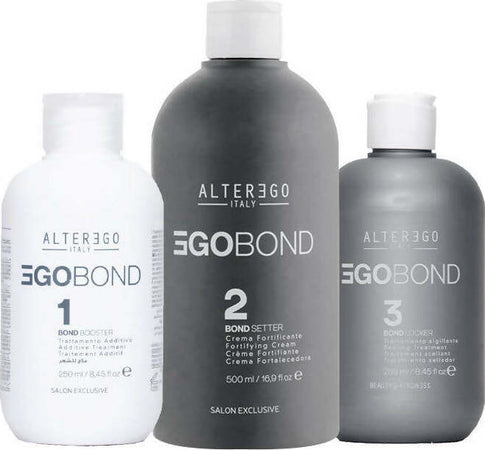Alterego Egobond Kit Professionale Step 1 Bond Boster 250 Ml, Step 2 Bond Setter 500 Ml, Step 3 Bond Locker 250 Ml Bellezza/Cura dei capelli/Prodotti per la cura dei capelli/Balsami ad azione profonda e trattamenti Me.Dis. - Peschiera Borromeo, Commerciovirtuoso.it
