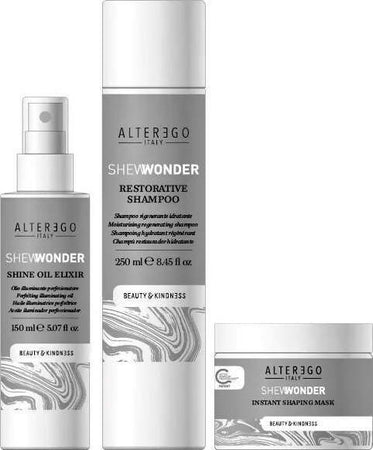 Alterego-shewonder-kit-composto-da:-restorative-shampoo-250ml,-instant-shaping-mask-300-ml-e-shine-oil-elixir-150-ml