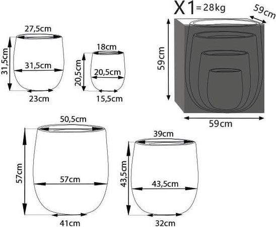 ALVARO---set-di-4-vasi-Grigio-scuro-Milani-Home