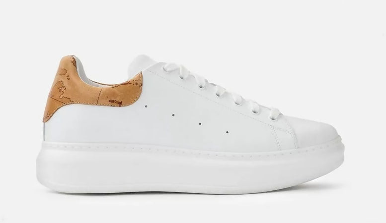 Alviero Martini Sneakers Uomo Eco In Pelle Liscia Scarpe Da Ginnastica Prima Classe Tinta Unita Geo Classic Nuova Collezione