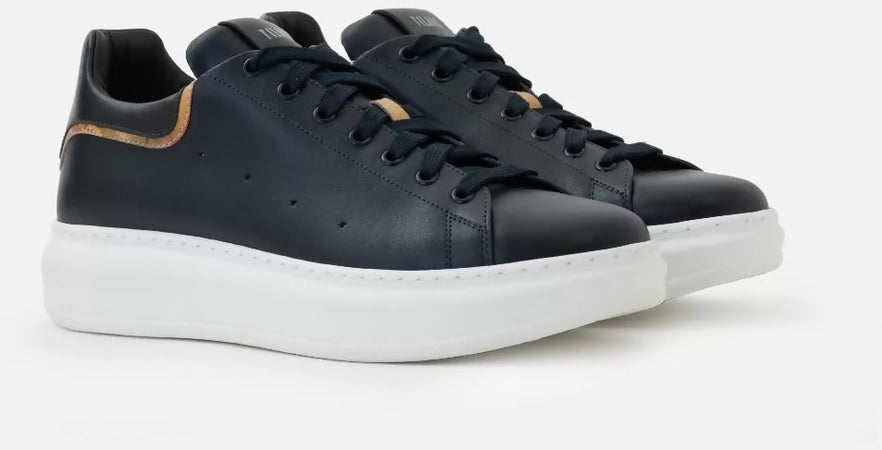 Alviero Martini Sneakers Uomo Eco In Pelle Liscia Scarpe Da Ginnastica Prima Classe Tinta Unita Geo Classic Nuova Collezione