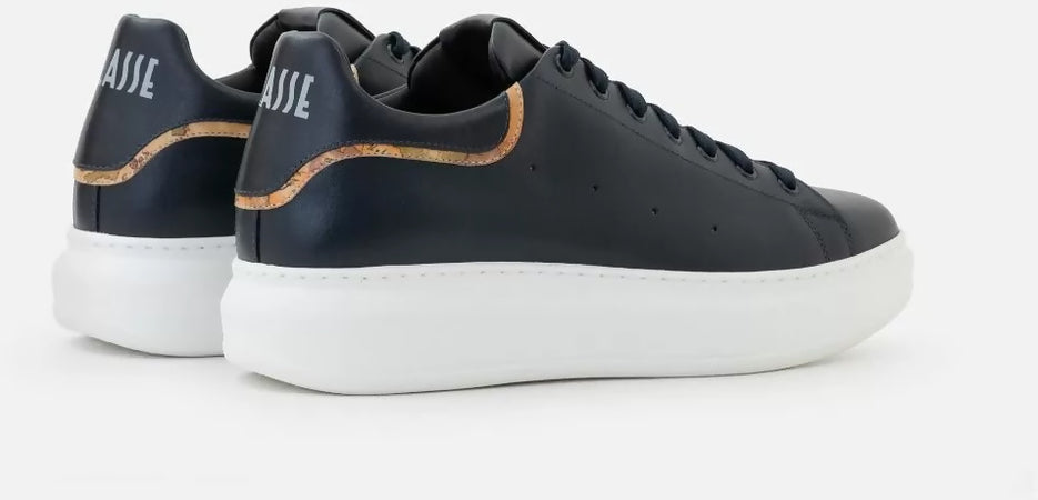 Alviero Martini Sneakers Uomo Eco In Pelle Liscia Scarpe Da Ginnastica Prima Classe Tinta Unita Geo Classic Nuova Collezione