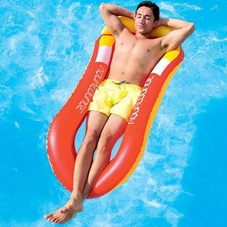 Amaca-Poltrona-Lounge-Materassino-160x84-Cm-Rossa-E-Blu-Gonfiabile-Mare-Piscina