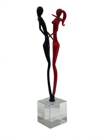 Amanti Grandi Rosso E Nero in Vetro Di Murano Soprammobile Tipico Vetro Di Venezia 33 Cm Prodotto Fatto a Mano 100%